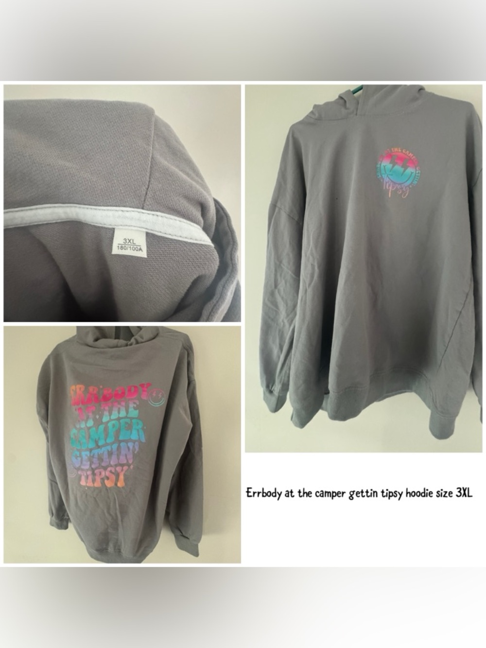 Gray Hoodie with Teal & Pink Graphic "Errbody at the Camper"